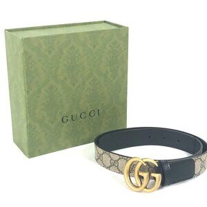 GUCCI 625839 GG Supreme double G slim belt Logo Buckle Accessories belt